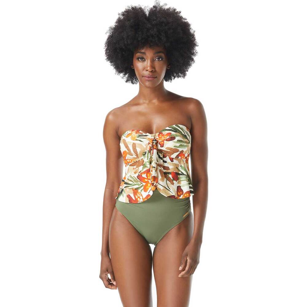 Vince Camuto Seychelles Floral Tie Front Bandini Swim Top Resortwear Vacation S